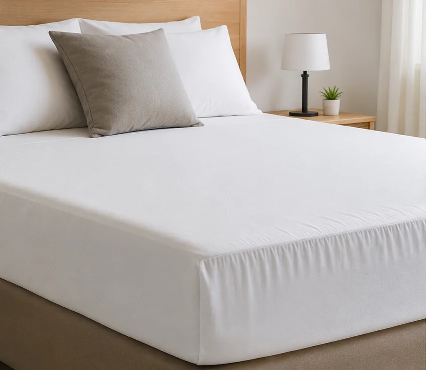 Coprimaterasso professionale Benaco Contract su letto di hotel